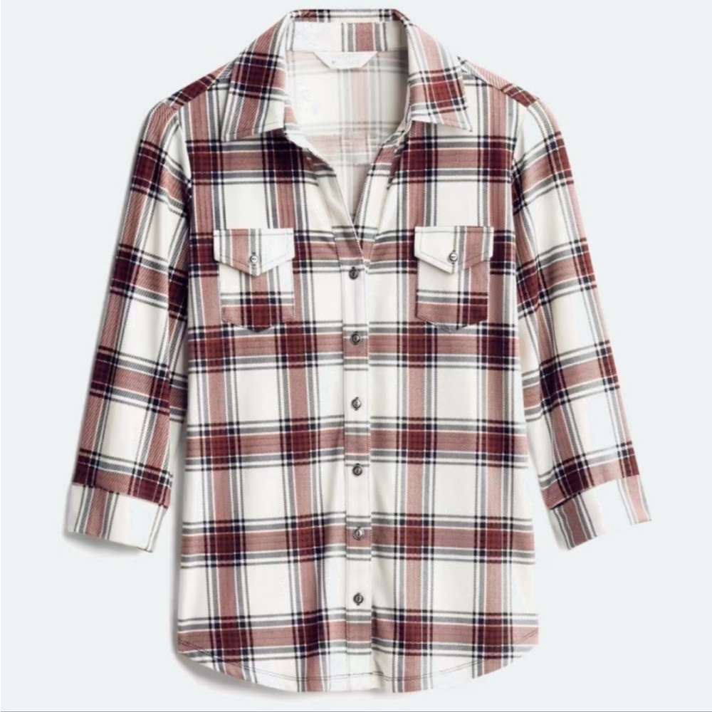 Market & Spruce Balsman Knit Plaid Button-Up Shirt Sz M - Picture 7 of 7